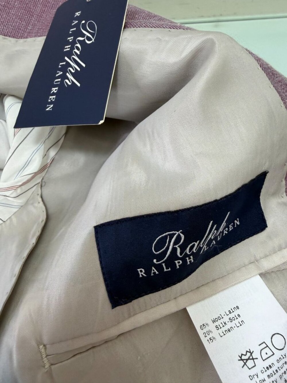 Ralph Lauren Blazer Jacket 46L Linen Silk Wool unstructured Purple Single Vent - Picture 4 of 12